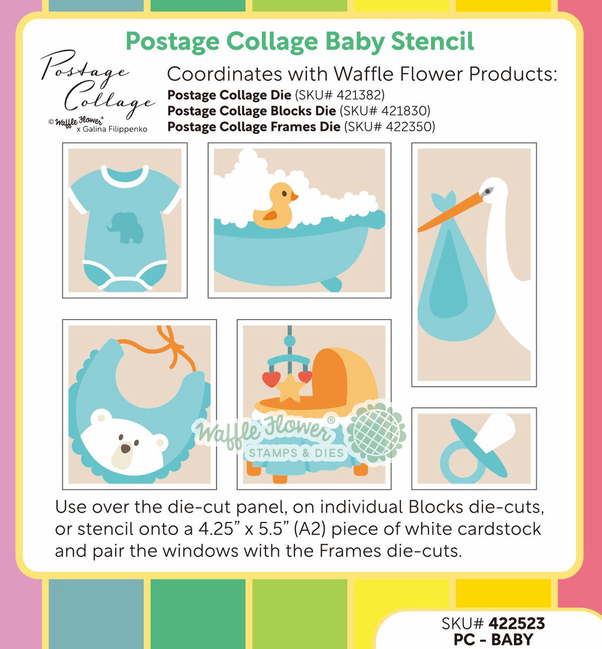 ***Pre-Order*** Waffle Flower - Postage Collage Baby Stencil