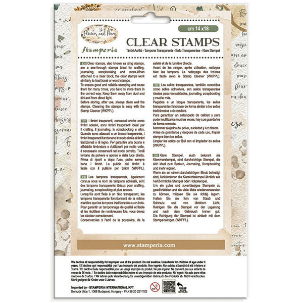 ***Pre-Order*** Stamperia - Decorative Acrylic Stamp Design For Art And Craft Cm 14X18 - Flowers And Poems