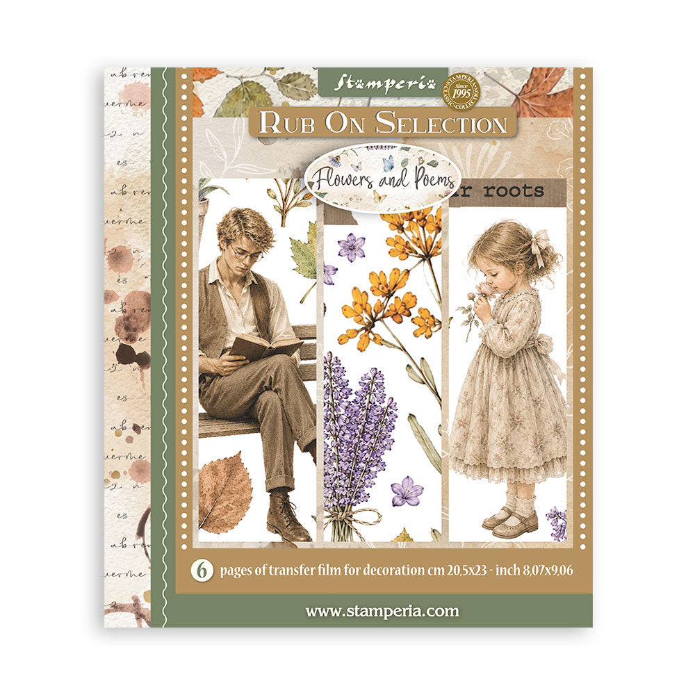 ***Pre-Order*** Stamperia - Printed Decorative Rub On Selection For Art And Craft Cm 20,5X23 - Flowers And Poems