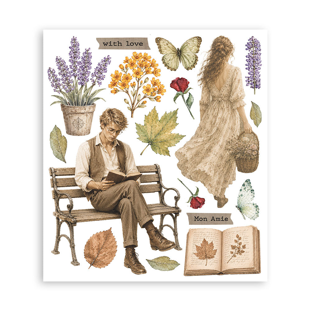 ***Pre-Order*** Stamperia - Printed Decorative Rub On Selection For Art And Craft Cm 20,5X23 - Flowers And Poems