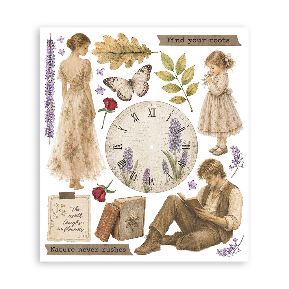 ***Pre-Order*** Stamperia - Printed Decorative Rub On Selection For Art And Craft Cm 20,5X23 - Flowers And Poems