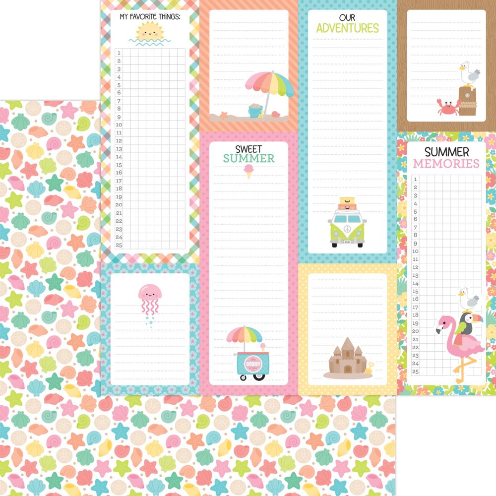 Doodlebug - Seaside Summer - 12 x 12 Double Sided Paper - Summer Shell-Ebration