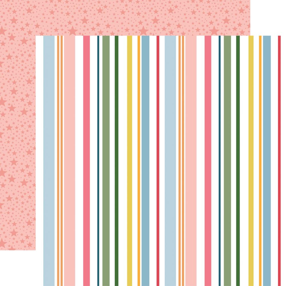 Echo Park Paper - Here Comes The Sun - Double-Sided Cardstock 12"X12" - Summer Day Stripe