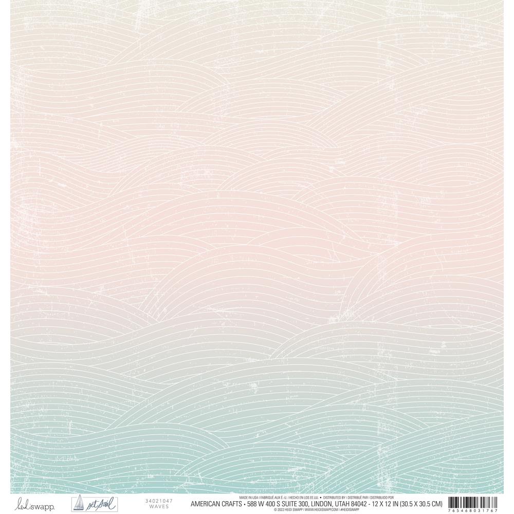Heidi Swapp - Set Sail - Double-Sided Cardstock 12"X12" - Waves