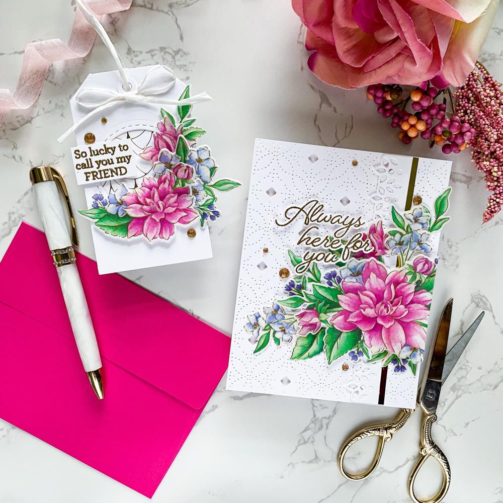 Pinkfresh Studio - Stencils 4"X9" - Artistic Dahlia Layering