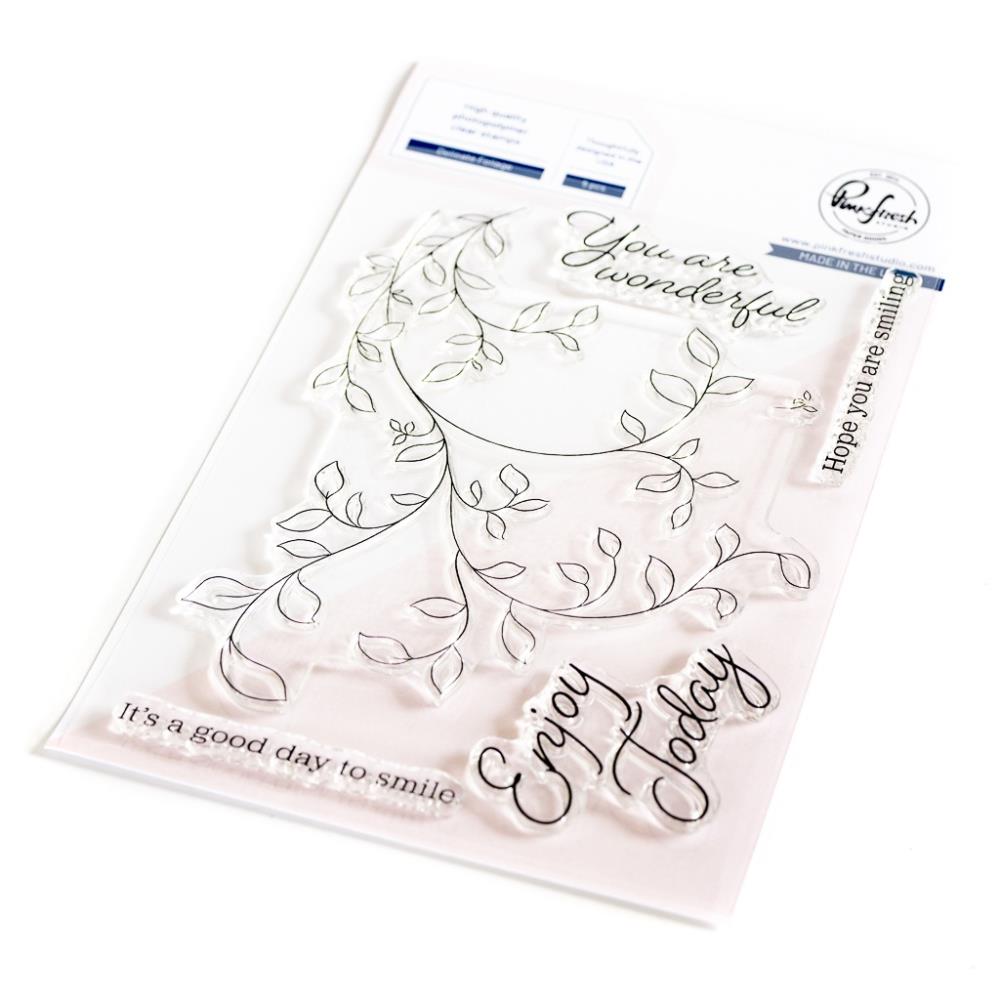 Pinkfresh Studio Clear Stamp Set 4 inch X6 inch Happy Blooms Floral