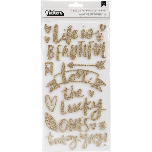 Amy Tangerine - Hustle & Heart - Thickers Stickers - Phrase - Gold Glitter & White
