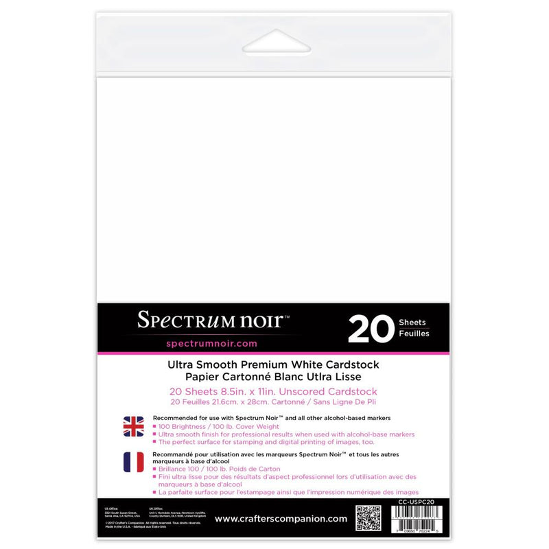 Spectrum Noir - Ultra Smooth Premium Cardstock 8.5"X11" 20/Pkg - White