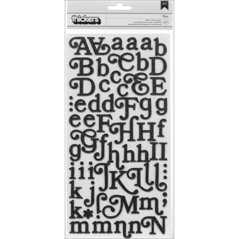 American Crafts - Soho Garden - Thickers Alphabet Stickers - Glitter Foam Boho