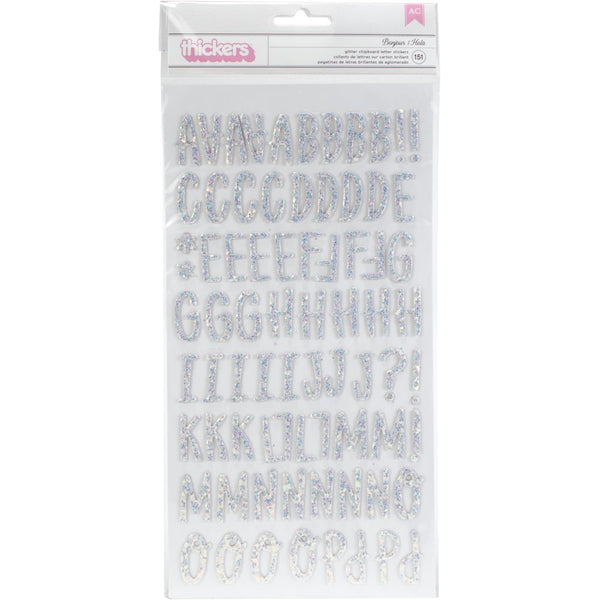Dear Lizzy - Stay Colorful - Thickers Alpha Stickers - Bonjour Alpha - Multi Glittered Chipboard
