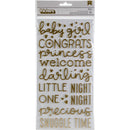American Crafts - Night Night Baby Girl - Thickers Stickers - Words & Numbers - Gold Foiled Foam