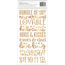 American Crafts - Night Night Baby Girl - Thickers Stickers - Words & Numbers - Gold Foiled Foam