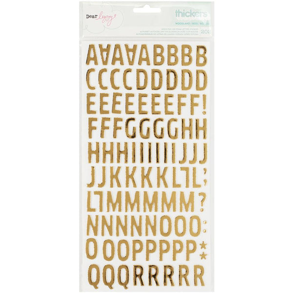 Dear Lizzy - Fine & Dandy - Thickers Alpha Stickers - Woodland - Gold Foiled Foam