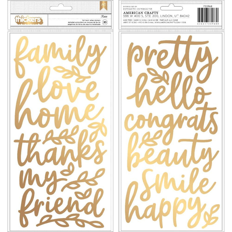 Jen Hadfield - Along The Way - Thickers Stickers - Phrase - Gold Foiled Foam