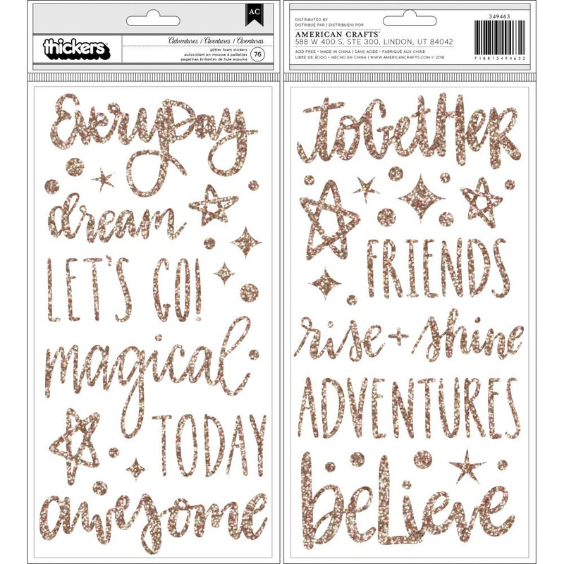 Shimelle - Head In The Clouds - Thickers Stickers - Adventures - Phrases - Foam - Gold Glitter