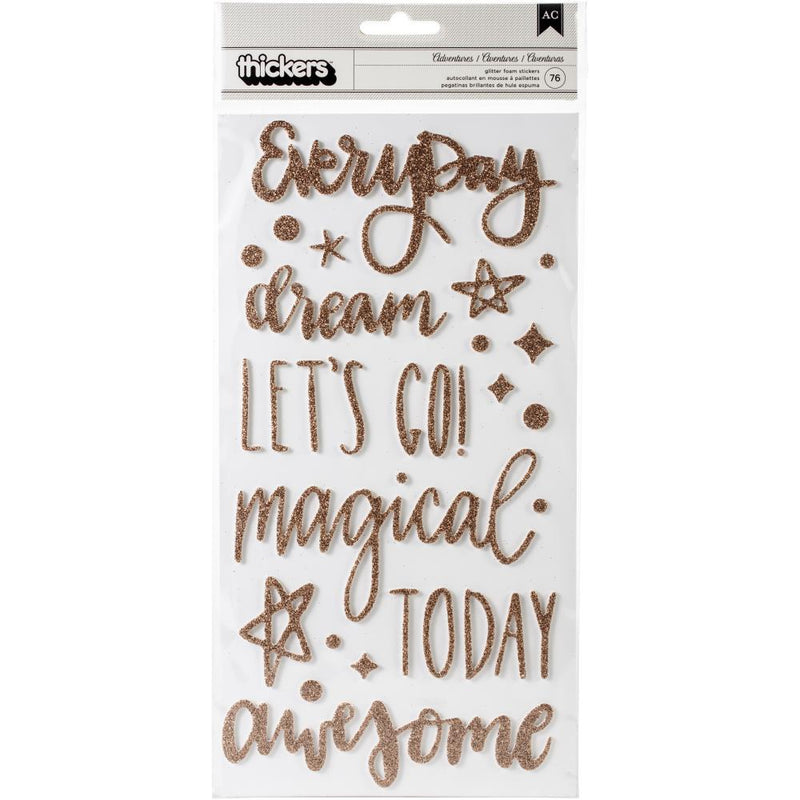 Shimelle - Head In The Clouds - Thickers Stickers - Adventures - Phrases - Foam - Gold Glitter