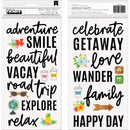 Pebbles - Chasing Adventures - Thickers Stickers - Phrase & Icon - Black Foam