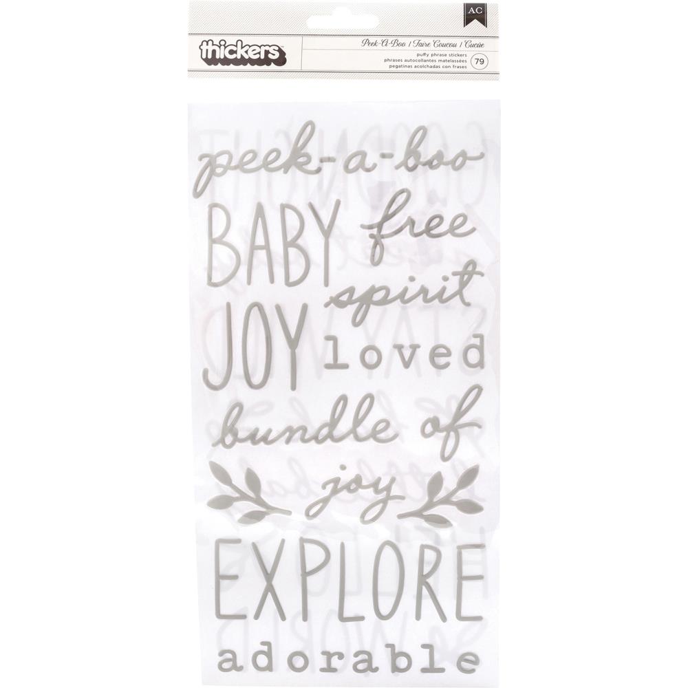 Pebbles - Peek-A-Boo You - Thickers Stickers Phrase & Icons - Puffy