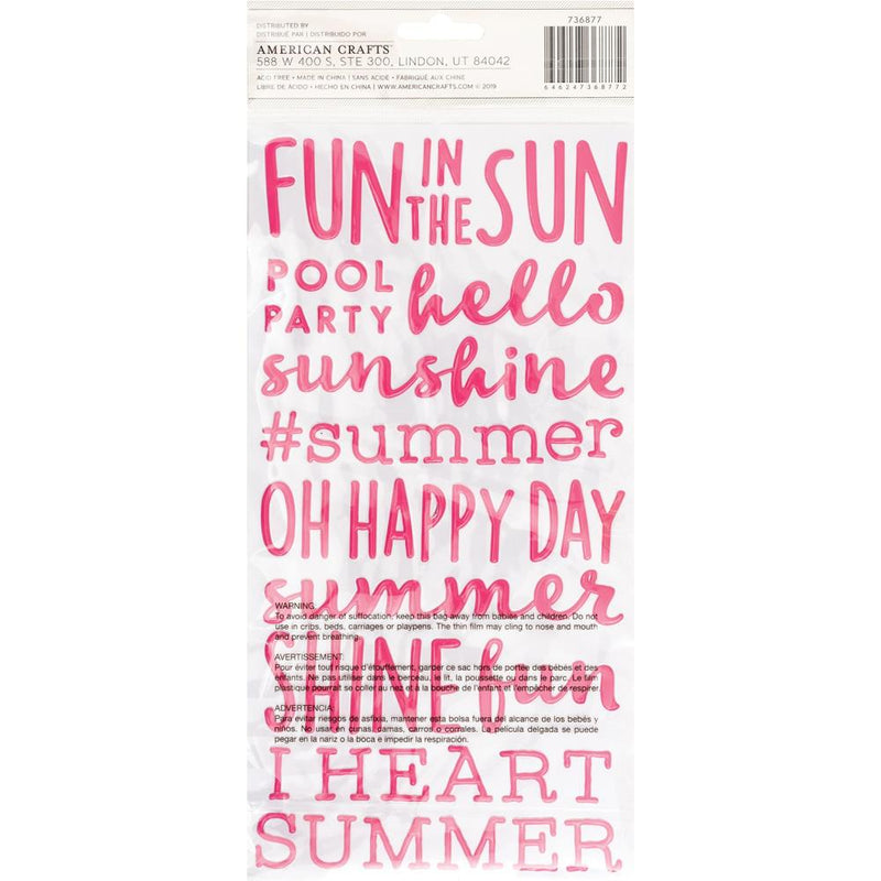 American Crafts - Sun & Fun - Thickers Stickers - Phrase/Puffy