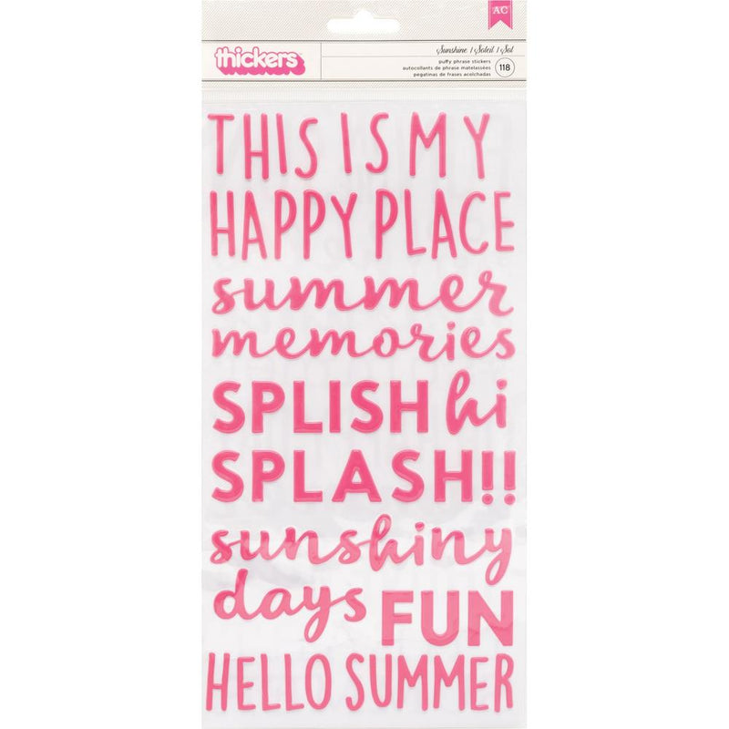 American Crafts - Sun & Fun - Thickers Stickers - Phrase/Puffy