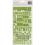 American Crafts - Thickers Stickers - Doll Green Glitter Alphabet