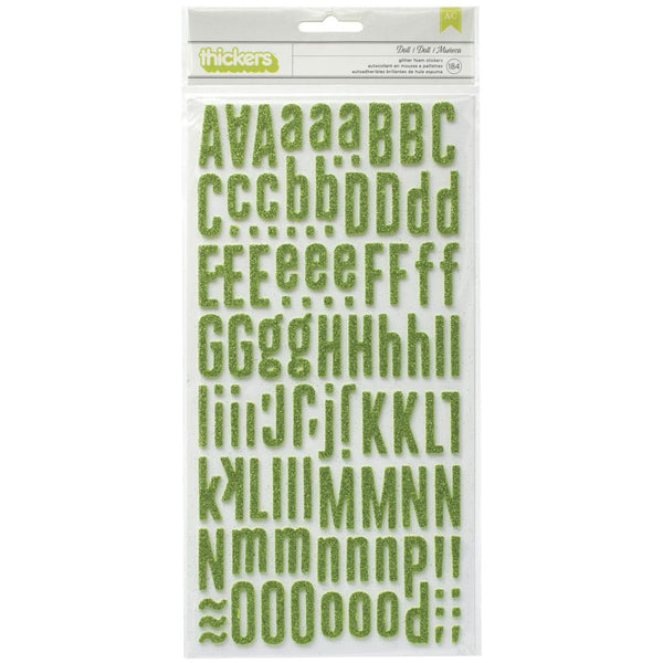 American Crafts - Thickers Stickers - Doll Green Glitter Alphabet