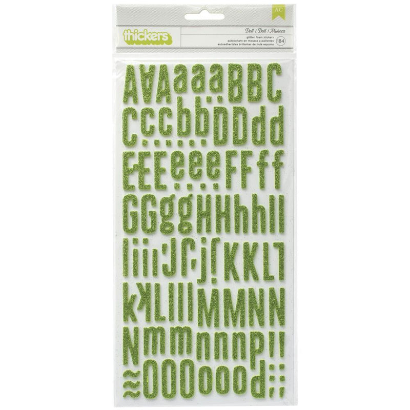 American Crafts - Thickers Stickers - Doll Green Glitter Alphabet