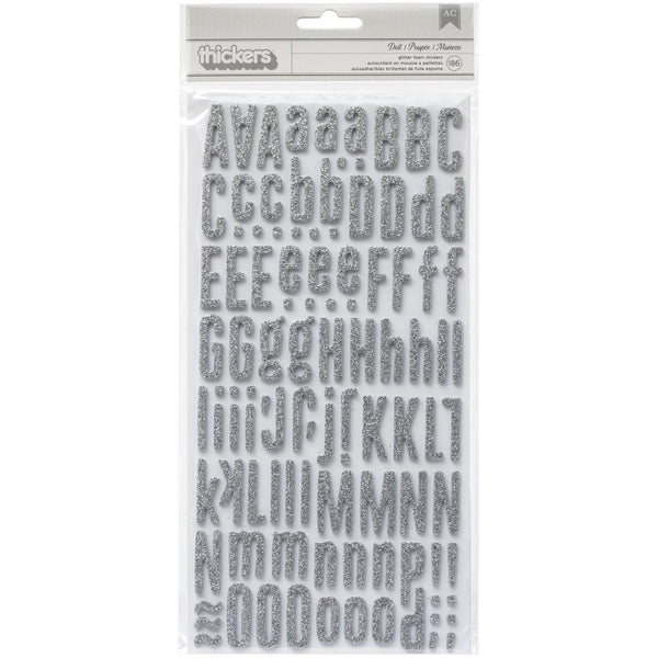 American Crafts - Thickers Stickers - Doll Silver Glitter Alphabet