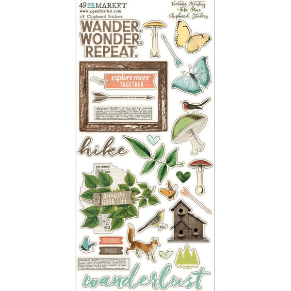 49 And Market - Vintage Artistry Hike More - Chipboard Stickers 6"X12"