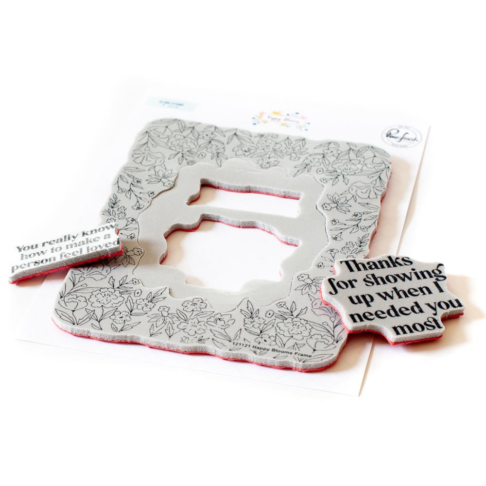 Pinkfresh Studio - Cling Rubber Background Stamp Set A2 - Happy Blooms Frame