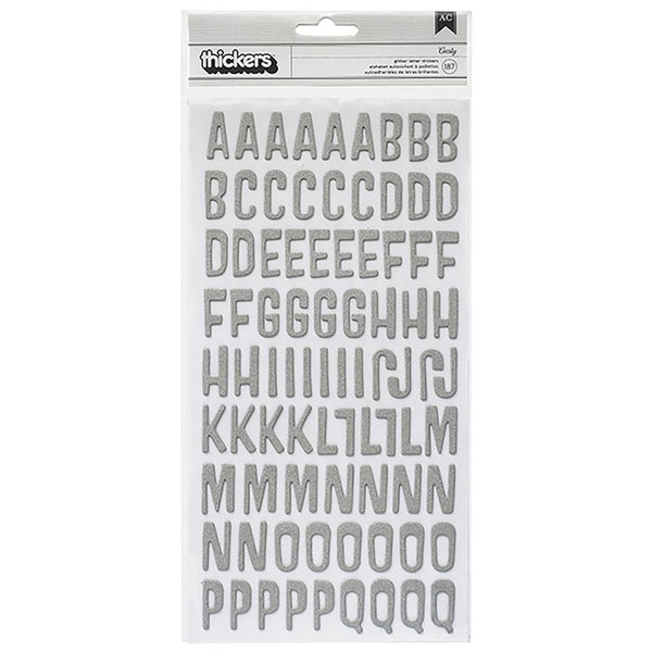 American Crafts - Thickers Pow! - Glitter Stickers - Cecily - Silver