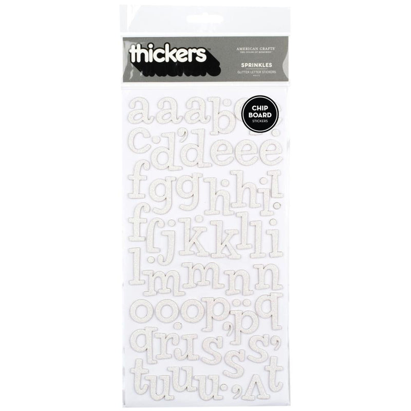 American Crafts - Thickers Chipboard Glitter Stickers - Sprinkles - White