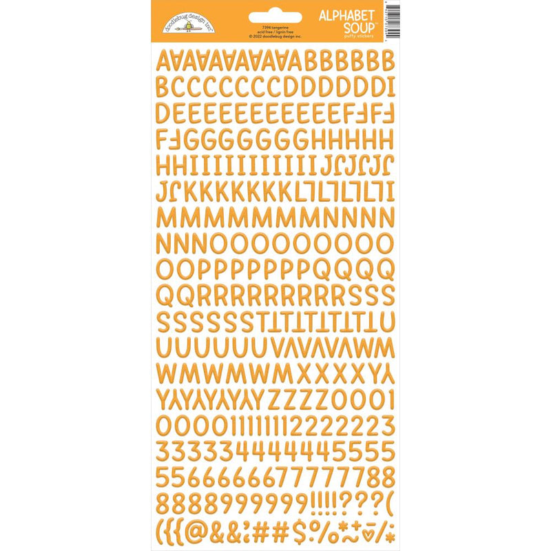 Doodlebug - Alphabet Soup Puffy Stickers 6"X13" -Tangerine