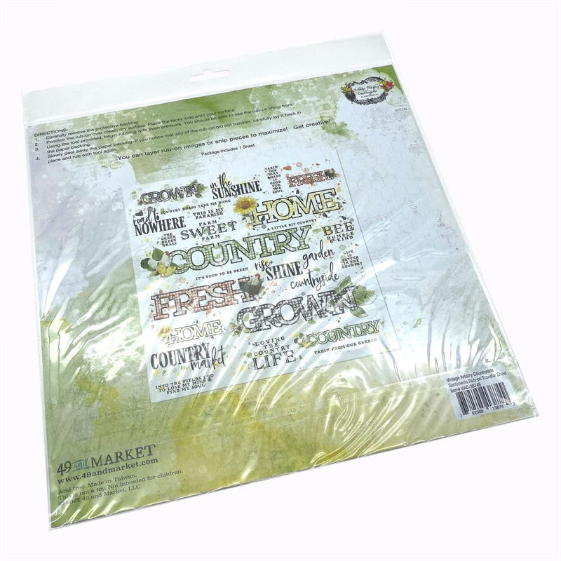 49 And Market - Vintage Artistry Countryside - Rub-Ons 12"X12" - Sentiments