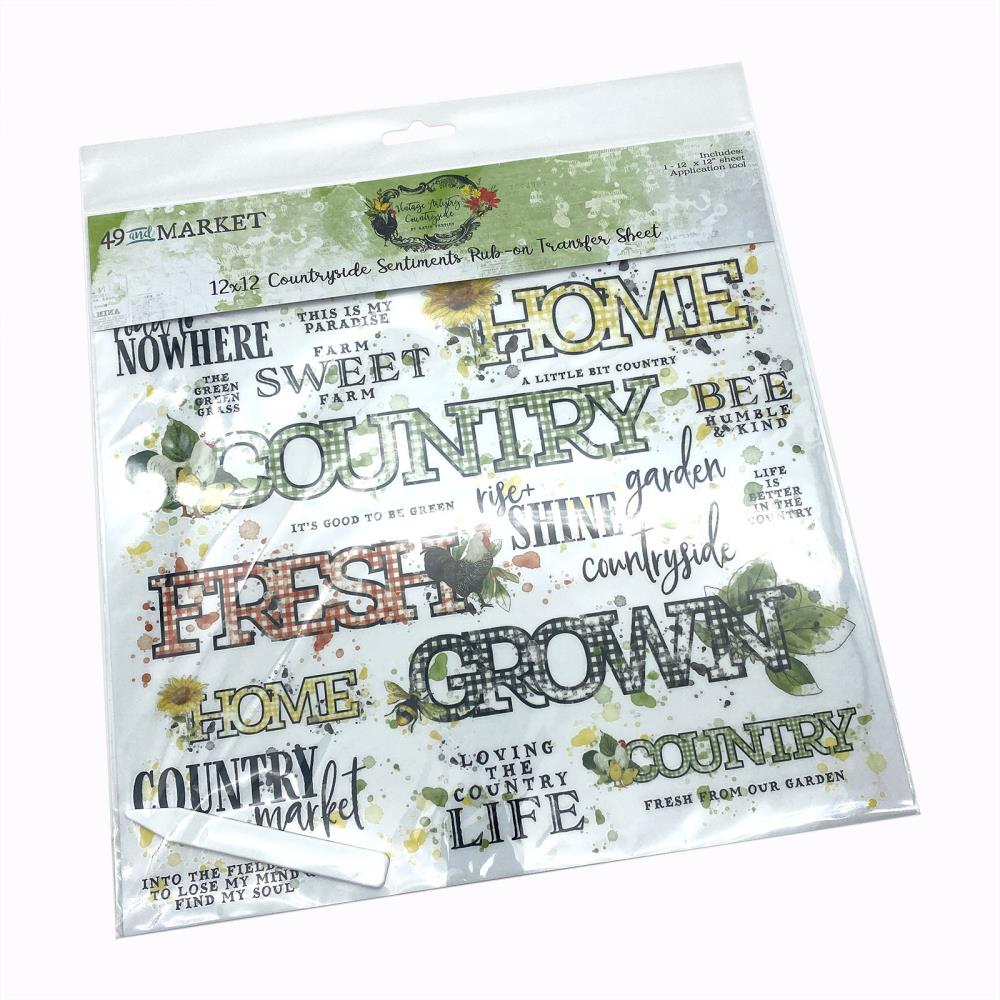 49 And Market - Vintage Artistry Countryside - Rub-Ons 12"X12" - Sentiments