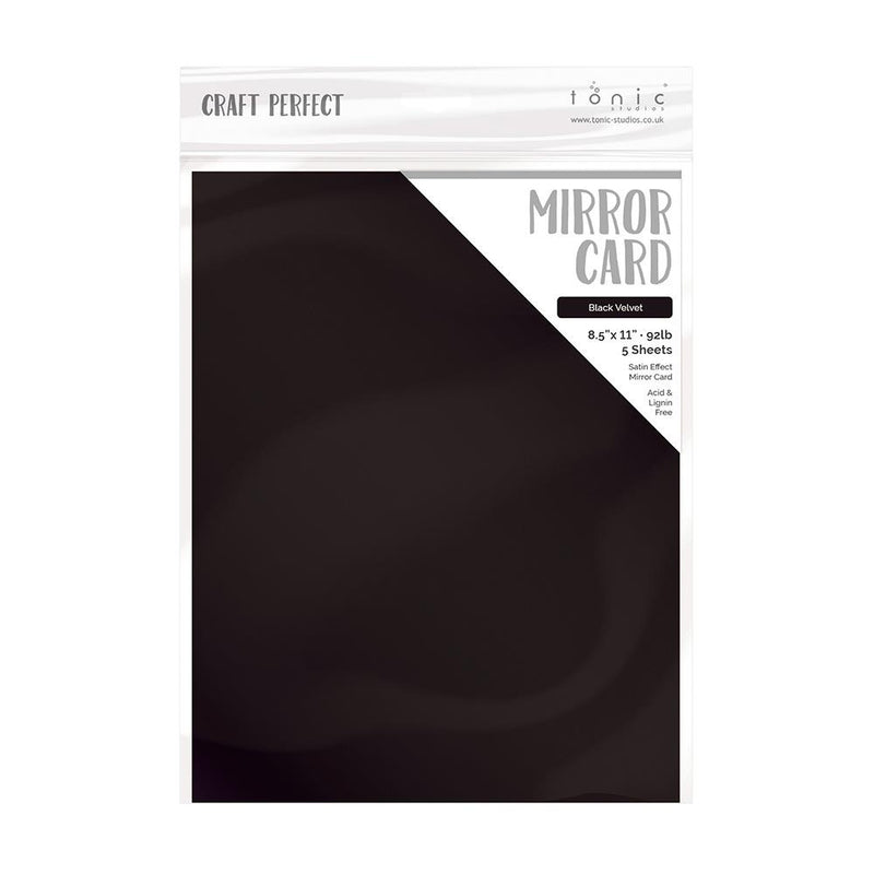 Craft Perfect - Satin Mirror Cardstock 8.5"X11" 5/Pkg -Black Velvet