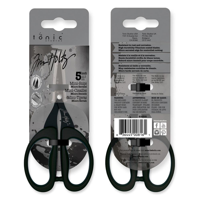 Tim Holtz - Non-Stick Titanium Micro Serrated Mini Snips 5"