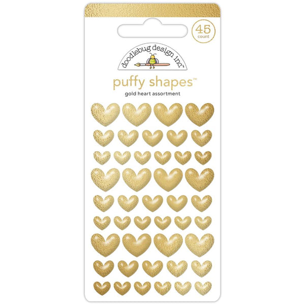 Doodlebug - Hello Again - Puffy Stickers - Gold  Heart
