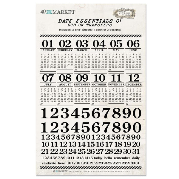 49 And Market - Rub-Ons 6"X8" 2/Sheets - Date Essentials 01