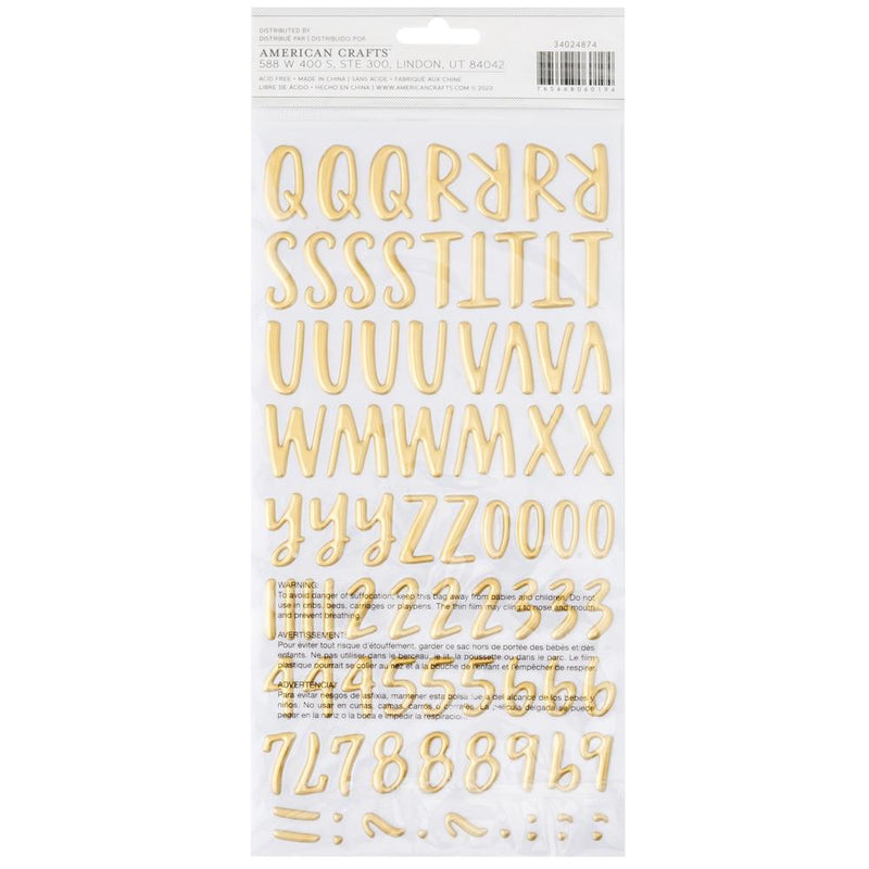 American Crafts - Farmstead Harvest - Thickers Stickers - Alpha - Gold Foil Puffy