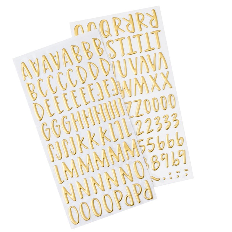 American Crafts - Farmstead Harvest - Thickers Stickers - Alpha - Gold Foil Puffy
