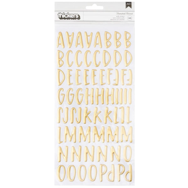 American Crafts - Farmstead Harvest - Thickers Stickers - Alpha - Gold Foil Puffy