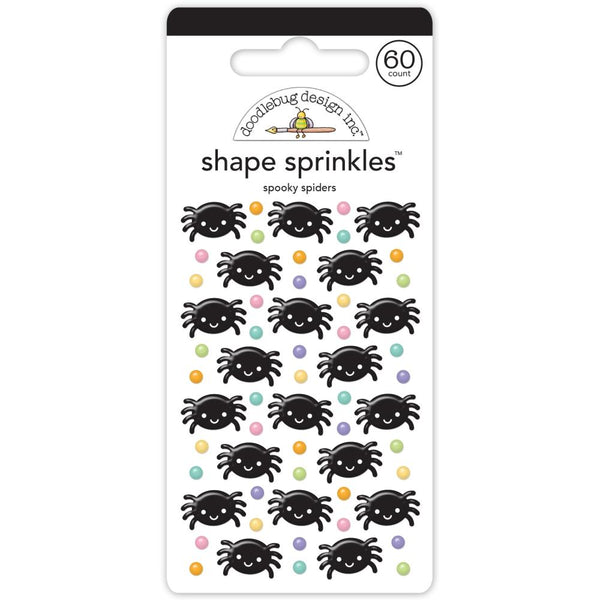 Doodlebug - Sweet & Spooky - Sprinkles Adhesive Enamel Shapes - Spooky Spiders