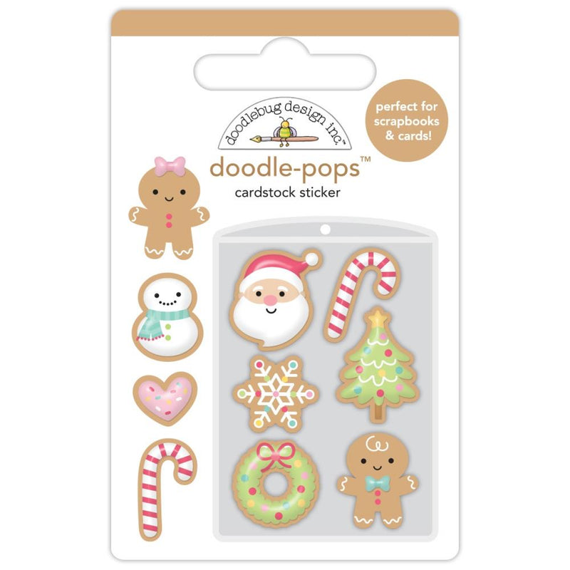 Doodlebug - Gingerbread Kisses - Doodle-Pops 3D Stickers - Christmas Cookies