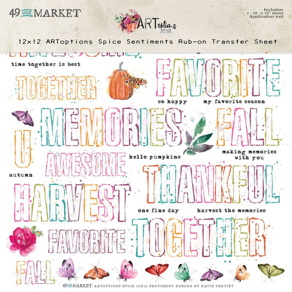 49 And Market - ARToptions Spice - Rub-Ons 12"X12" 1/Pkg - Sentiments