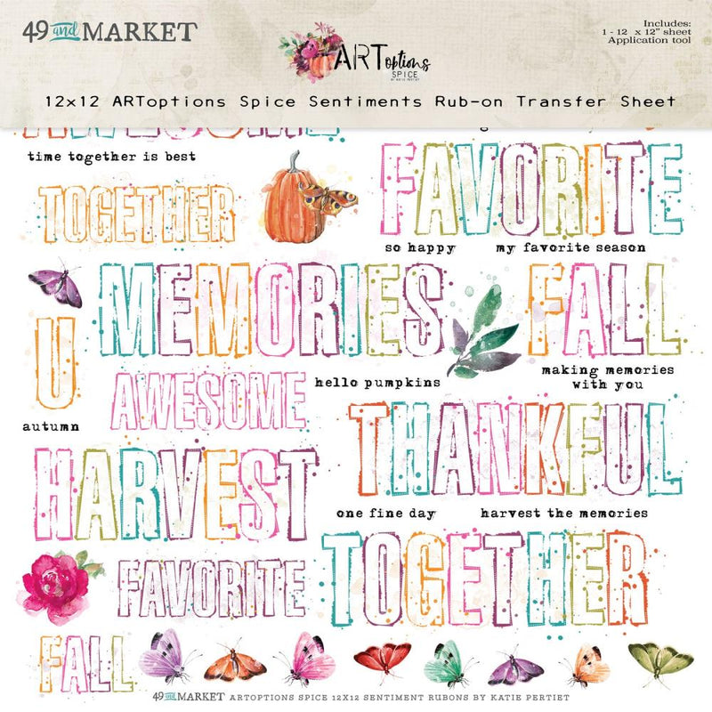 49 And Market - ARToptions Spice - Rub-Ons 12"X12" 1/Pkg - Sentiments