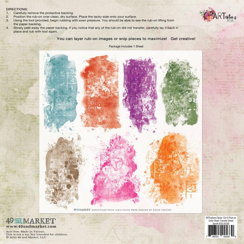 49 And Market - ARToptions Spice - Rub-Ons 12"X12" 1/Pkg - Color Wash