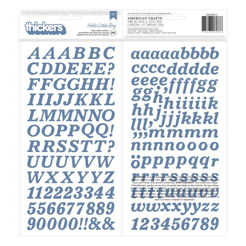 American Crafts - Hello Little Boy - Thickers Stickers - Alpha
