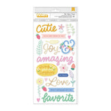 American Crafts - Hello Little Girl - Thickers Stickers - Phrase - Gold Foil
