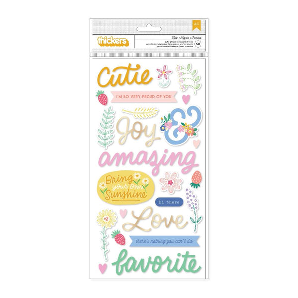American Crafts - Hello Little Girl - Thickers Stickers - Phrase - Gold Foil